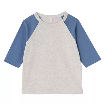 [MUJI無印良品]幼兒有機棉每日兒童服配色七分袖T恤90天空藍