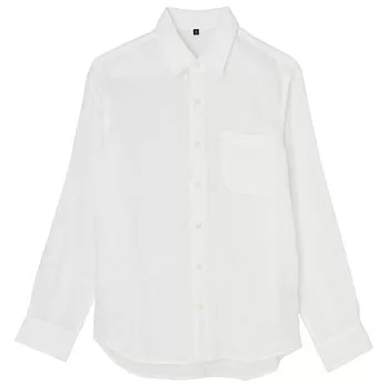 [MUJI無印良品]男法國亞麻水洗襯衫S白色