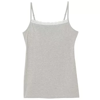 [MUJI無印良品]女棉混內裏網織涼感彈性天竺附蕾絲有杯細肩帶S灰色