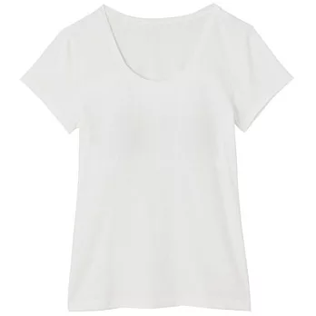 [MUJI無印良品]女棉混內裏網織涼感彈性天竺有杯T恤L白色