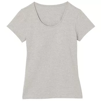 [MUJI無印良品]女棉混內裏網織涼感彈性天竺有杯T恤S灰色