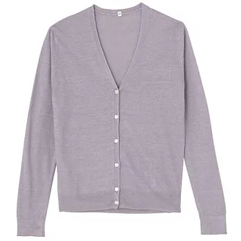 [MUJI無印良品]女法國亞麻V領開襟衫M薰衣草紫