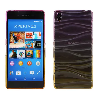 【BIEN】SONY Xperia Z3 波浪漸層彩透軟質手機殼(紫)