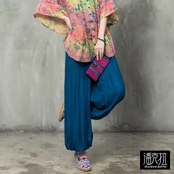 【潘克拉】編織亮片素面燈籠褲(5色)-F　FREE水藍