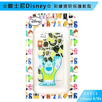 迪士尼 Disney Apple iPhone6/6S 彩繪透明保護軟殼怪獸電力公司毛怪Q版