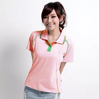 【遊遍天下】MIT台灣製女款休閒抗UV吸濕排汗機能POLO衫(S083)L粉紅