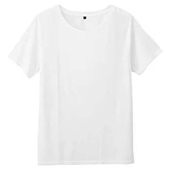 [MUJI無印良品]男有機棉天竺寬圓領T恤M柔白