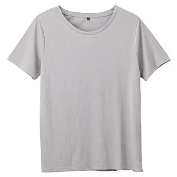 [MUJI無印良品]男有機棉天竺寬圓領T恤M灰色
