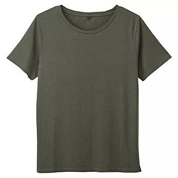 [MUJI無印良品]男有機棉天竺寬圓領T恤M卡其綠