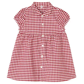 [MUJI無印良品]幼兒有機棉牛津布洋裝紅格紋100紅格紋
