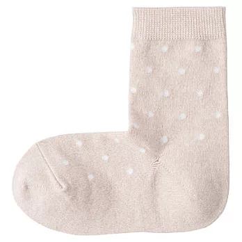 [MUJI無印良品]兒童棉混水玉直角短襪15~17cm淺米紋樣