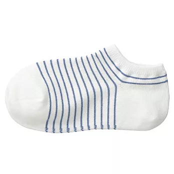 [MUJI無印良品]女有機棉混橫紋淺口直角襪23~25cm淺藍