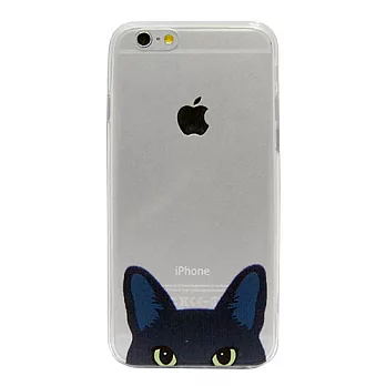 MK馬克 APPLE iPhone 6 6Plus 6S Plus 4.7吋 5.5吋 寵物系列 手機殼 透明 軟殼 半臉 黑貓款5.5吋