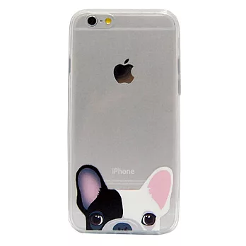 MK馬克 APPLE iPhone 6 6Plus 6S Plus 4.7吋 5.5吋 寵物系列 手機殼 透明 軟殼 半臉 黑白法鬥款5.5吋