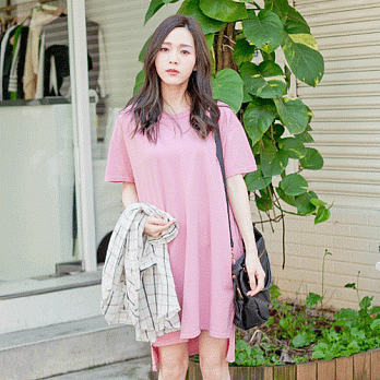 【韓國連線】。韓國 玩色水洗長版洋裝 粉系