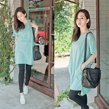 【韓國連線】。韓國 玩色水洗長版洋裝 果綠