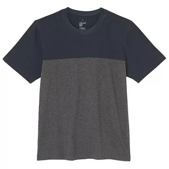 [MUJI無印良品]男有機棉拼接短袖T恤S暗藍