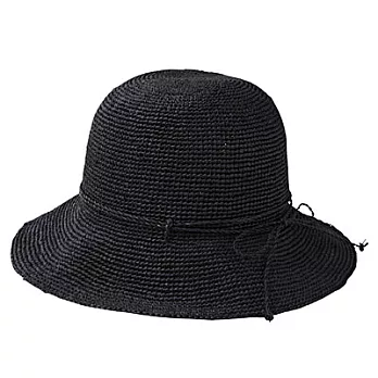 [MUJI無印良品]椰纖編織可摺疊寬簷帽黑色