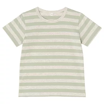 [MUJI無印良品]兒童有機棉每日兒童服橫紋短袖T恤110淺綠橫紋