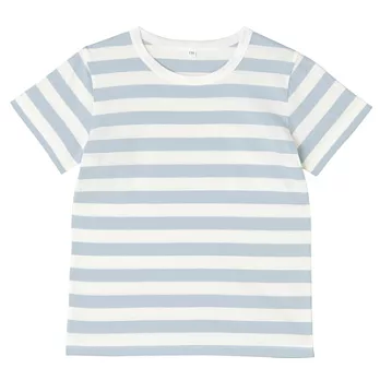 [MUJI無印良品]兒童有機棉每日兒童服橫紋短袖T恤110淺藍橫紋