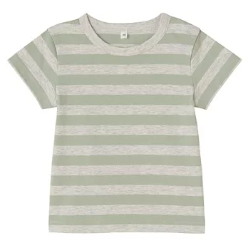 [MUJI無印良品]幼兒有機棉每日兒童服橫紋短袖T恤90淺綠橫紋
