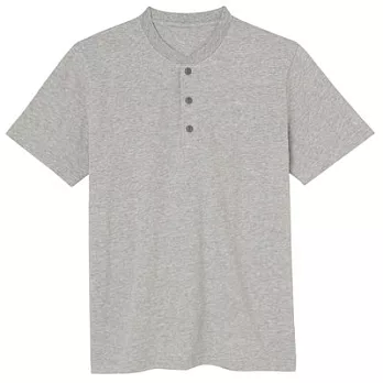 [MUJI無印良品]男有機棉亨利領短袖T恤S灰色