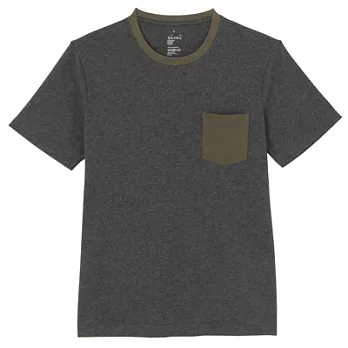 [MUJI無印良品]男有機棉附口袋短袖T恤S墨灰