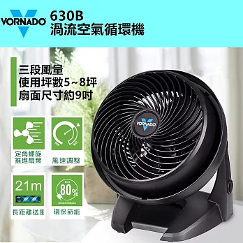 美國 VORNADO沃拿多 渦流空氣循環扇 630B ﹝經典工藝 百年不朽﹞黑