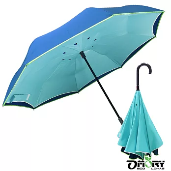 【OMORY】抗UV雙層反向傘/反摺傘(7色)深藍