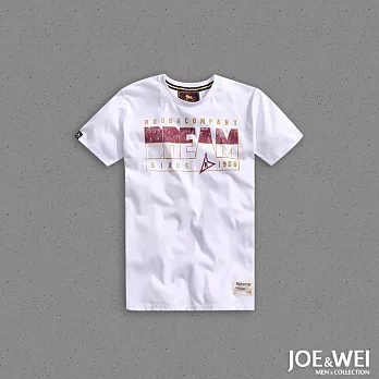 【JOE & WEI】雙色英字破版短TEE(3色)-M-XL　L白