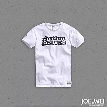 【JOE & WEI】藍調印字簡約短TEE(白)-M-XL　M白