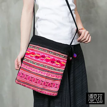 【潘克拉】泰國老布繡側背隨身包-F 彩色