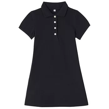 [MUJI無印良品]兒童有機棉鹿子織短袖POLO洋裝120深藍