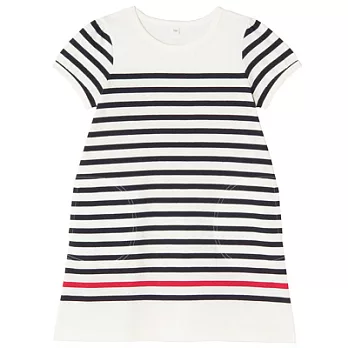 [MUJI無印良品]兒童有機棉寬紋短袖洋裝120深藍橫紋