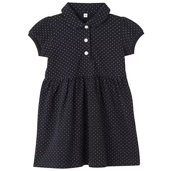 [MUJI無印良品]幼兒有機棉鹿子織短袖POLO洋裝100深藍紋樣