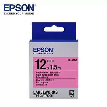 EPSON 愛普生 LK-4PB2 C53S654451 磁鐵粉紅黑(12mm) 磁鐵粉紅黑