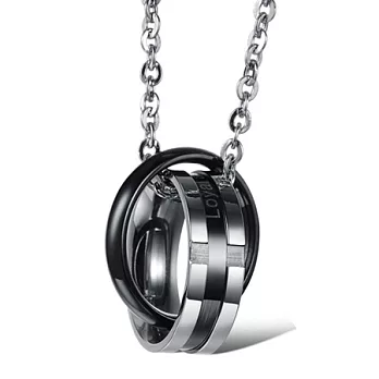 AmaZing 無盡的愛-雙環相扣鈦鋼情侶對鍊 (2款可選)黑色