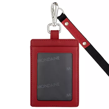 Mondaine 瑞士國鐵牛皮直式識別證件套-紅