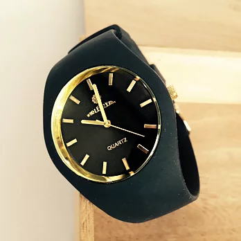 《GENEVA》超薄矽膠腕錶 爆款輕甜冰系列 比利時風格腕錶貴族黑金