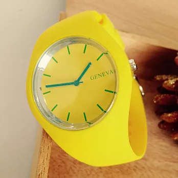 《GENEVA》超薄矽膠腕錶 爆款輕甜冰系列 比利時風格腕錶香蕉黃
