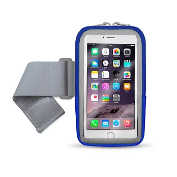 5.7吋智慧型手機用 炫彩透氣運動手機臂包(內置收納層)深藍色