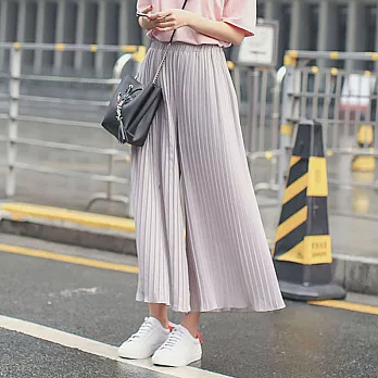 【模兒空間AMOR SPACE】65026 韓系層次百折雪紡九分寬褲