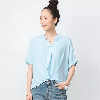 【BR】棉麻修身小香風短袖襯衫(M-XXL可選)M天藍