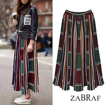 【BR】拼色格子修身長裙-共2色(M-XL可選)M紅色