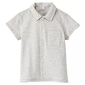 [MUJI無印良品]幼兒有機棉輕鬆活動舒適拼接平織布短袖襯衫80淺灰