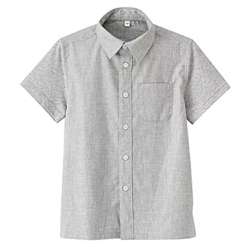 [MUJI無印良品]兒童有機棉輕鬆活動舒適拼接平織布短袖襯衫120灰色