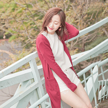 ROSE。完美羅紋長版外套 酒紅系
