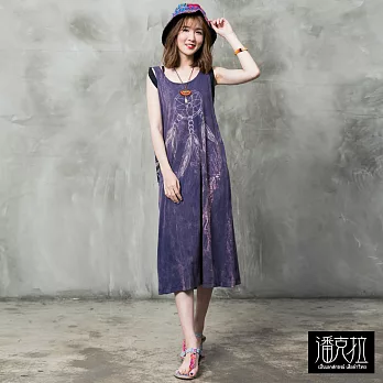 【潘克拉】捕夢網石洗連身裙(3色)-F　FREE紫