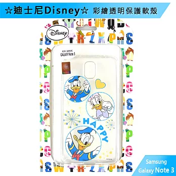 迪士尼Disney Samsung Galaxy Note3 彩繪透明保護軟殼圈圈唐老鴨&黛西