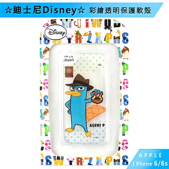 迪士尼 Disney Apple iPhone6/6S 彩繪透明保護軟殼點點 鴨嘴獸泰瑞